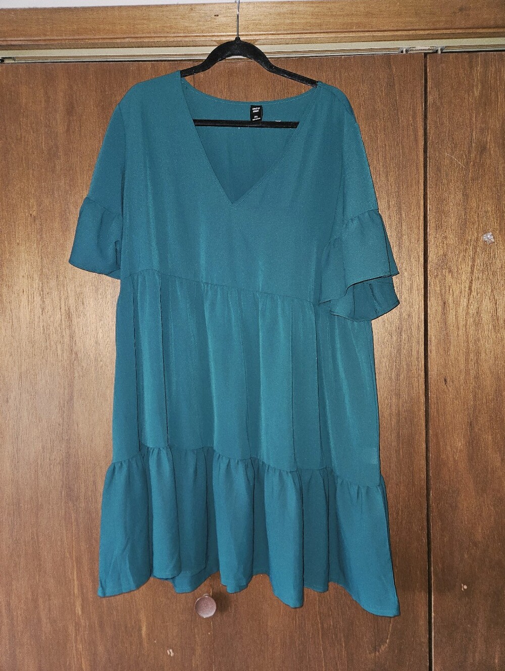Shein Dark Green Ruffle Hem Smock Dress | 2X